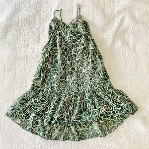 Gap Tiered Floral Midi High Low Dress - Dark Green - Size Small